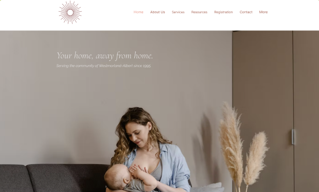The centre's previous website — a muted template homepage