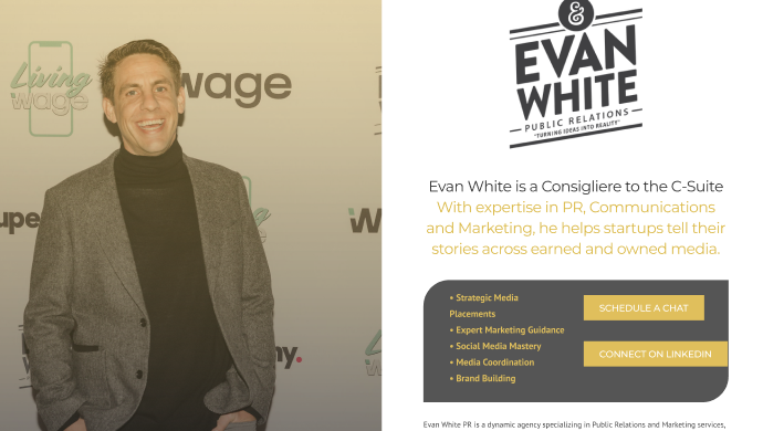 Evan White's previous one-page PR website